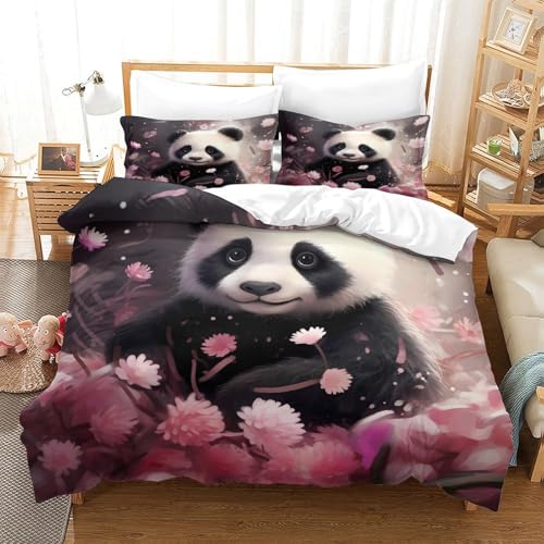 Linge de lit panda 200x200 avec housse de couette double microfibre imprimée 3D