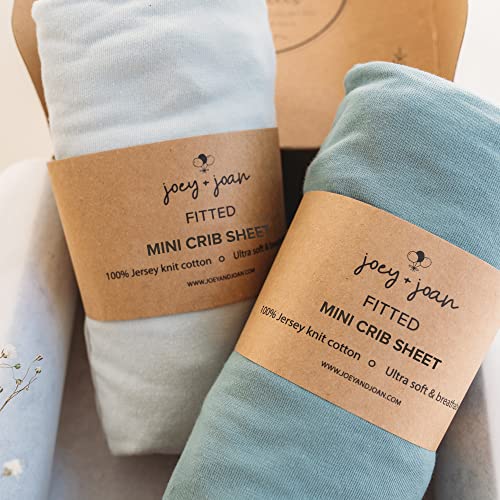 Image of Mini Portable 24x38 Fitted Crib Sheets – Compatible with Dream on Me, Delta Porta Crib and Arms Reach Ideal Cosleeper – 100% Jersey Cotton – Light + Dark Sage Green – 2 Pack