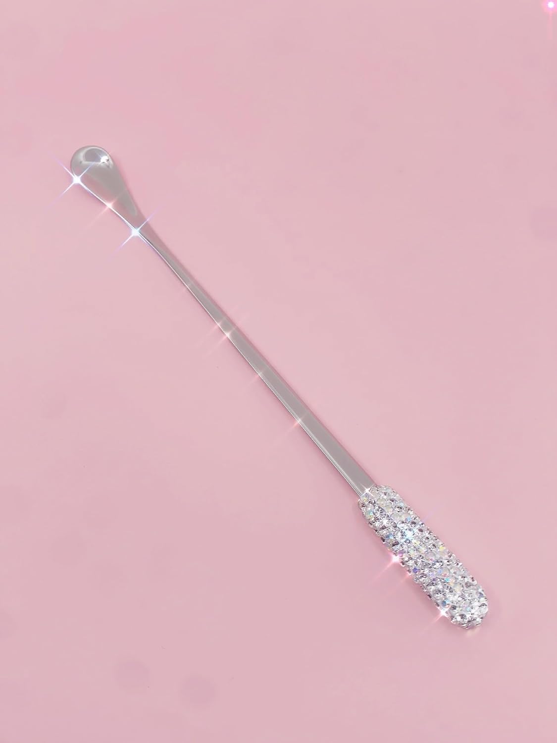 TISHAA Bling Rhinestone Coffee Spoon – Luxury Long Stainless Steel Iced Tea Spoon, Teaspoon for Coffee, Tea, Lattes, Cappuccinos, and Iced Drinks (Regular)