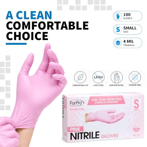 Image of ForPro Disposable Nitrile Gloves, Chemical Resistant, Powder-Free, Latex-Free, Non-Sterile, Food Safe, 4 Mil