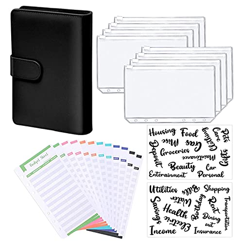 Ocobetom Leren notitieboekband, A6 budget-binding, lichte, praktische omslagmap met doorzichtige zakken met ritssluiting… - Image 8