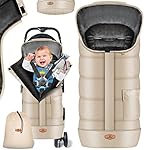Kidiz® Babyfußsack Baby Fußsack Winterfußsack Babyschale mit Reißverschluss Kuschelsack Babydecke waschbar Tasche passend für alle Kinderwagen Bett Wärmedecke aus Thermo-Fleece Beige
