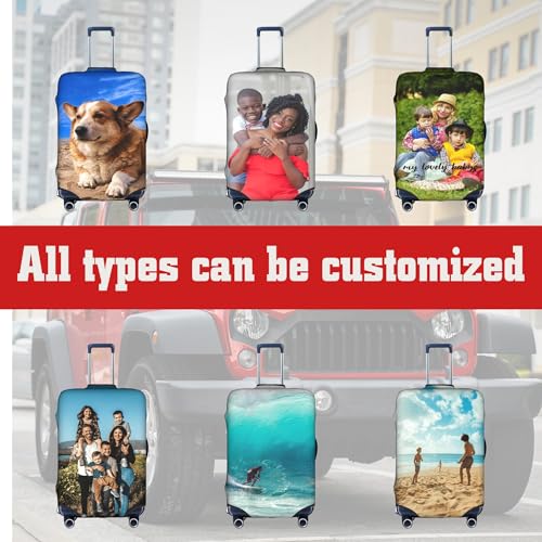 Custom Luggage Cover Personalized Suitcase Covers With Photo Text Name Logo,Double Sided Design,Customized Elastic Washable Anti-Scratch Suitcase Protector For Business Travel S2