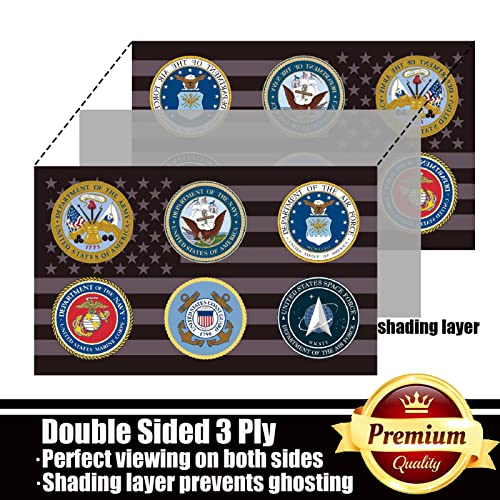 Military All Branches Flag 3X5 Outdoor Double Sided 3 Ply-Vivid Color Clear Pattern Reinforcement Sewing Durable Polyester With 2 Brass Grommets #TOP1