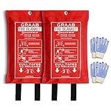 GRAAB Fire Blanket Suppression Fire Blanket for Home 40'x40' with 2 Gloves - Emergency Use Fire Extinguisher for Home - Emergency Fire Blanket Designed and Tested by Firefighters