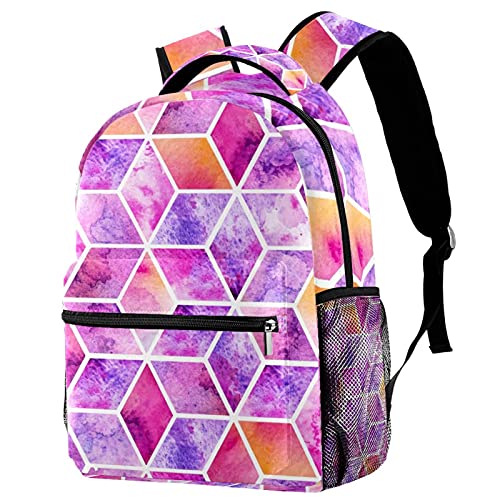Sac à dos voyage aquarelle mixte avec porte-bouteille solide pour enfant