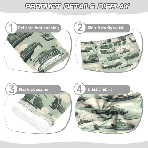 Wusikd Army Girls' Leggings Toddler Doodles Vehicles Kids Yoga Pants Dance Active Tights 4T3