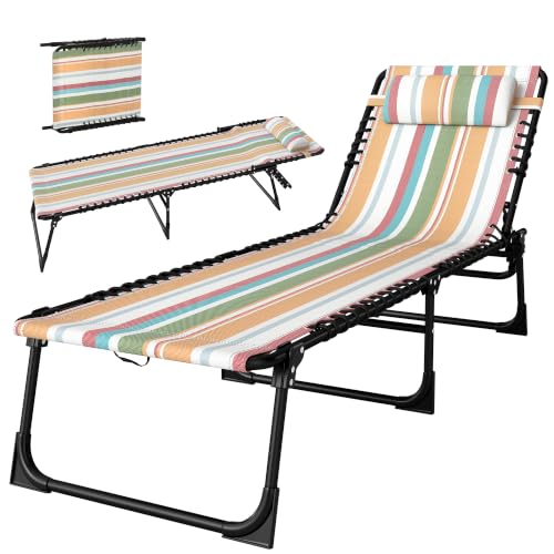 Outsunny Folding Chaise Lounge Chair Outdoor Mesh Seat...