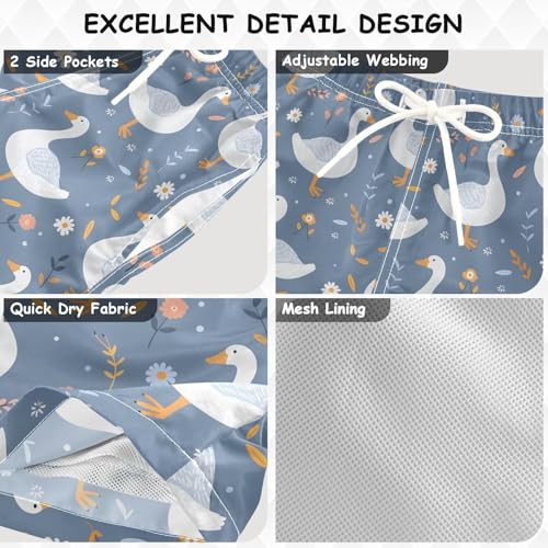 ALAZA Duck Flower Blossom Daisy Boys Quick Dry Beach Board Shorts Kids Swim Trunks Bathing Suit Swimsuit3