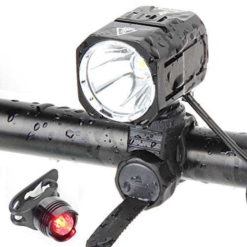 Nestling USB Rechargeable LED Bike Light Set, 1200 Lumen Bicycle Headlight Cree XM-L2 LED Waterproof Bike Front Light Handheld Flashlight with 4400mAh Battery
