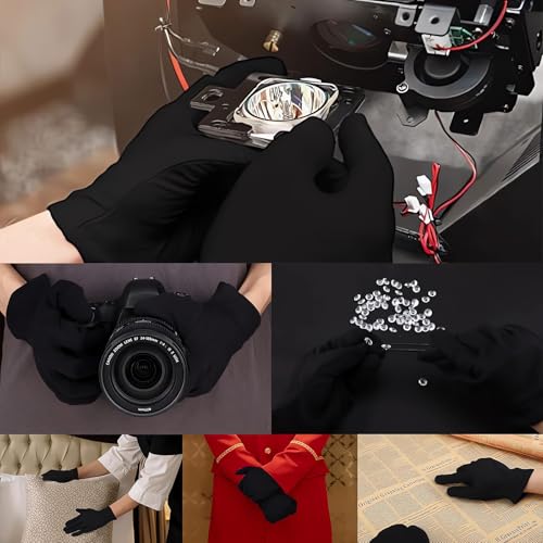 GEXINKEJI 11 PaarSchwarze Baumwollhandschuhe Atmungsaktive Handschuhe Unterziehhandschuhe Motorrad Warme Handschuhe Elastische Wiederverwendbar Geeignet für Radfahrer Skifahrer und zur Schmuckprüfung