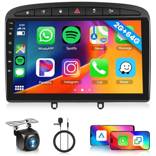 Autoradio 2 Din Android pour Peugeot 408 et 308 avec écran tactile GPS et Bluetooth intégré