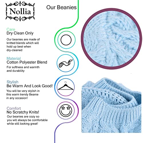 Image of Nollia Soft Knit Solid Color Beanie, Chic, and Lightweight Crochet Knitted Style Beanie Hat for Women, One Size Slouchy Hat