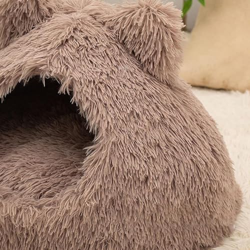 Beheiztes Bett für Katzen | weiches, halbgeschlossenes Haus für Kätzchen | Kätzchenhaus bei kaltem Wetter, für Tierbesitzer, kaltes Wetter, Innenbereich, Wohnung, Schlaf, Nickerchen-7