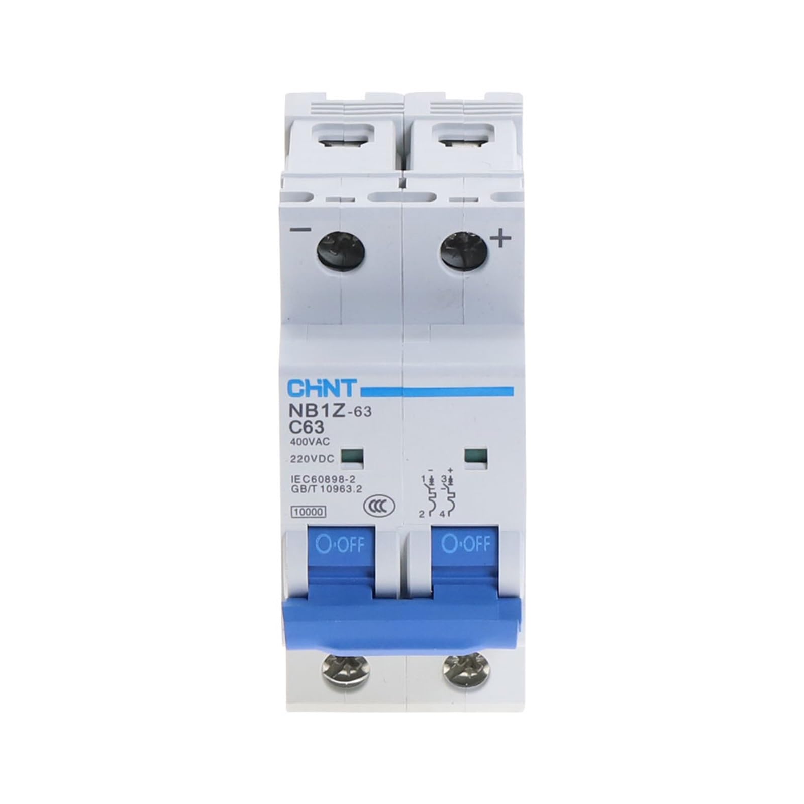 Disjoncteur NB1Z-63 bipolaire 10 A pour protection solaire CC