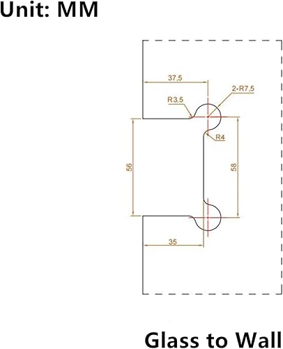 Miniatura 2 de Ranbo Bisagra de puerta de vidrio de ducha de 90 grados, acero inoxidable 304 sólido de 0.197 in, montaje de pared a vidrio, para puertas sin marco