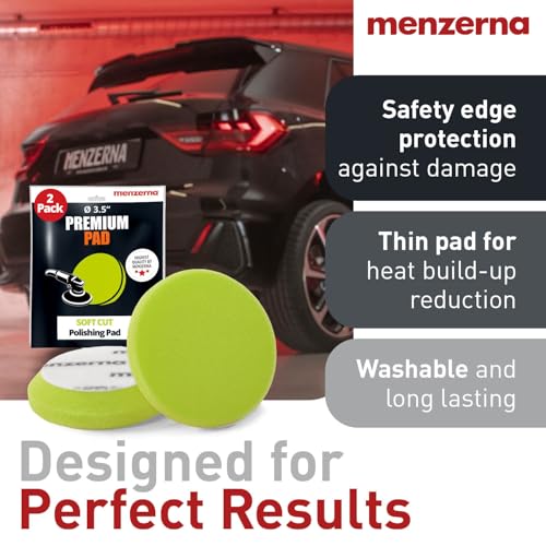Image of menzerna 3.5 Inch 2X Premium Polishing Pads Finish I High Shine Finishing Buffer Pad I Body Repair Buffing & Polishing I with Safety Edge, Velcro Attachment I Washable & Long Lasting