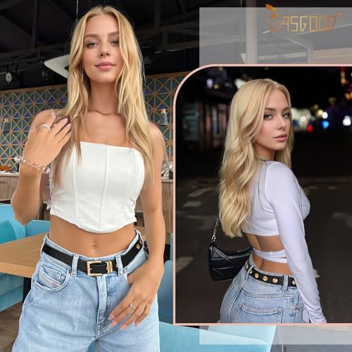 JASGOOD Women Studded Belt Fashion Leather Belt Ladies Punk Belt for Jeans Pants Dresses3