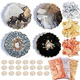 SILIKONFORMEN SET: Silikon Harzgussformen für DIY Handwerk Werkzeuge. Enthält 4 Kunstharze-Untersetzerformen in verschiedenen Formen, 3 packung Goldfolien und 20 Fingerschutz.