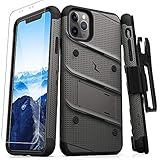 ZIZO Bolt Series iPhone 11 Pro Case - Heavy-Duty Military-Grade Drop Protection w/Kickstand Included Belt Clip Holster Tempered Glass Lanyard - Gun Metal Gray