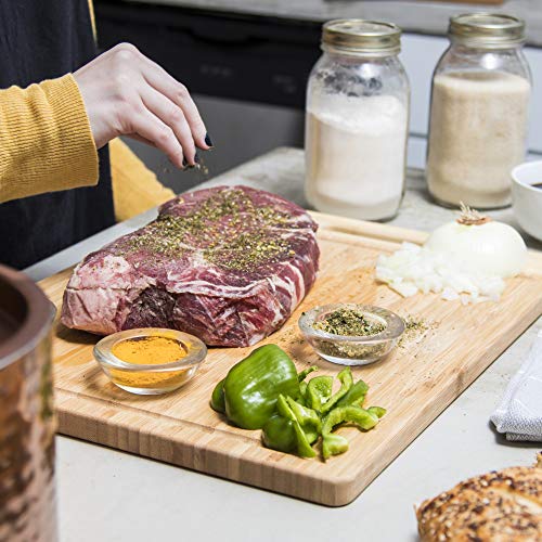 K BASIX Bamboo Cutting Board Set with Groove (3-Pcs)-Premium Quality Organic Wood Cutting Board for Kitchen-Chopping Board for Meat (Butcher Block) & Veggies-Anti Microbial 100% Natural Serving Trays