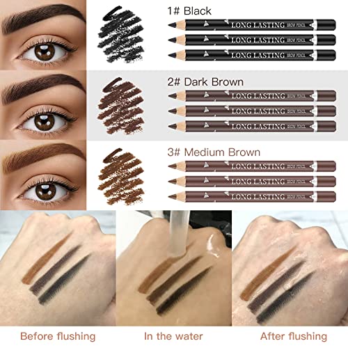 Lokfar 12 Pcs Eye-Brow Pencil Set, Waterproof Eyebrow Pencil Microblading Eyebrow Pen Supplies Kit, Eyebrow Tattoo Makeup With 2 Sharpener, 10 Brow Stencils And Eyebrows Essential Tools (Dark Brown) #TOP4