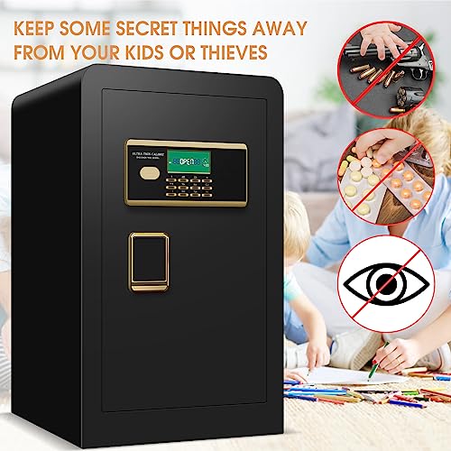 4.0 Cubic Feet Extra Large Home Safes Water and Fireproof, Safes for Home Use Fire and Water Proof Digital Safe With Fireproof Money Bag, Separate Lock Box and Led Light (23.6"H x 16.1"D x 14.1"W)