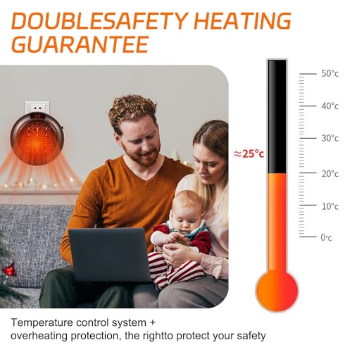 Hojalis Mini Ventilador Calentador Enchufe, 900W Calefactor de Enchufe con Mando a Distancia, Calefactores Bajo Consumo, Portátil PTC Cerámica Enchufe Calentador, Calefactor Electrico Apto Baños - imagen 3