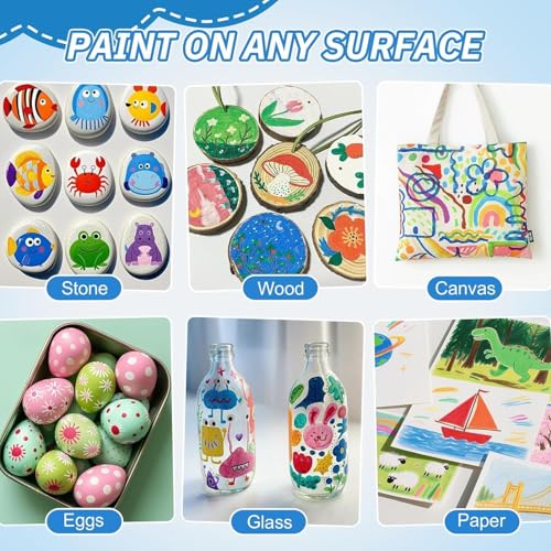 Image of 24 Color Acrylic Paint Marker Pens Waterproof Art Paint Pens for Rock Painting, Wood, Glass, Ceramic, Canvas, Scrapbooking & DIY Crafts, Medium, Multicolor