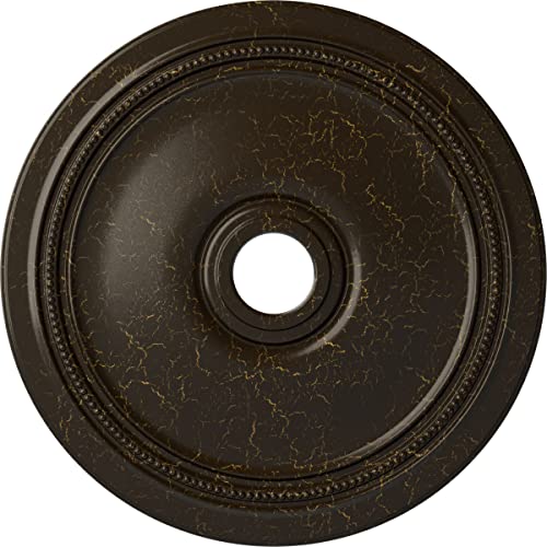 Image of Ekena Millwork CM24DISHC Diane Ceiling Medallion, 24 inchOD x 3 5 /8 inchID x 1 1 /4 inchP (Fits Canopies up to 6 1 /4 inch), Hand-Painted Stone Hearth Crackle