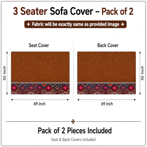 Image of KINGLY Sofa Cover 3 Seater Fully Covered | Stretchable Anti-Slip Slipcover | Washable Furniture Protector | Royal Gold | Set of 2 | Seat & Back |