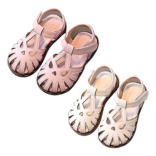 Girls Sandals Half Open Toe Mesh Design Sandals Flat Sandals Summer Dress Shoes for Toddler Little Child Baby Boy Shoes (Pink, 8 Toddler)2