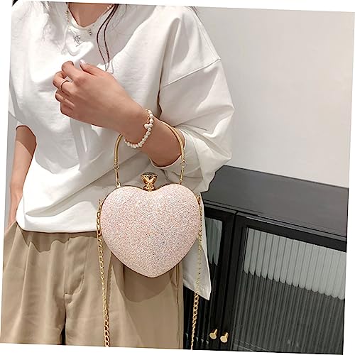 Pochette chic en métal et PU de haute qualité avec chaîne cœur