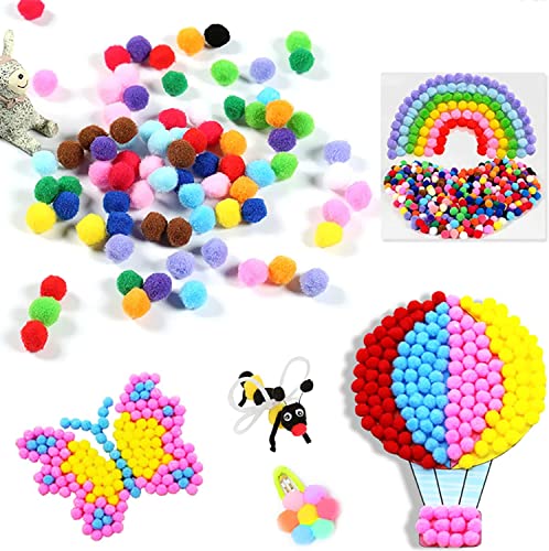 Mini Pompons zum Basteln, 2000 Stück 1cm Mini Pompons, Mini Pompoms für Handwerk Herstellung, Pom Pom Bälle für Ostern, Weihnachten, Kinder, Bunte Pompons für Lustige DIY Kreative Handwerk