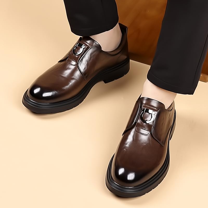 Men's Leather Platform Business Oxford Shoes Classic Round Toe Wingtip Formal Dress Shoes Business British Leather Shoes Fashion Casual Trendy Shoes4