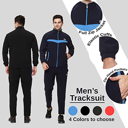 Image of BW:Beatwide Men's Tracksuit NS Dot Terry Polyester Spandex Full Stretch | Track Suit for Man Winter Wear | Sports Track Suit for Men Gym Running, Workout