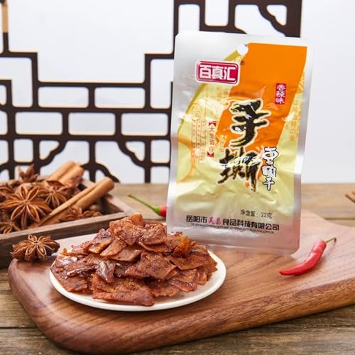 JGFWAT Spicy Tofu Snack „Handgerissene Tofustreifen“ – würziger handgerissener asiatischer Protein-Snack (22g * 5 Packungen)