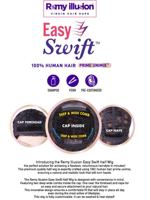 Janet Collection Human Hair Prime Unimix Wig Remy Illusion Tebo (1B)