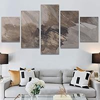SIGNWIN 5 Panel Canvas Wall Art Abstract Aerial Contemporary Mixed Media Modern Art Multicolor Texture for Home Decorations Ready to Hang - 60