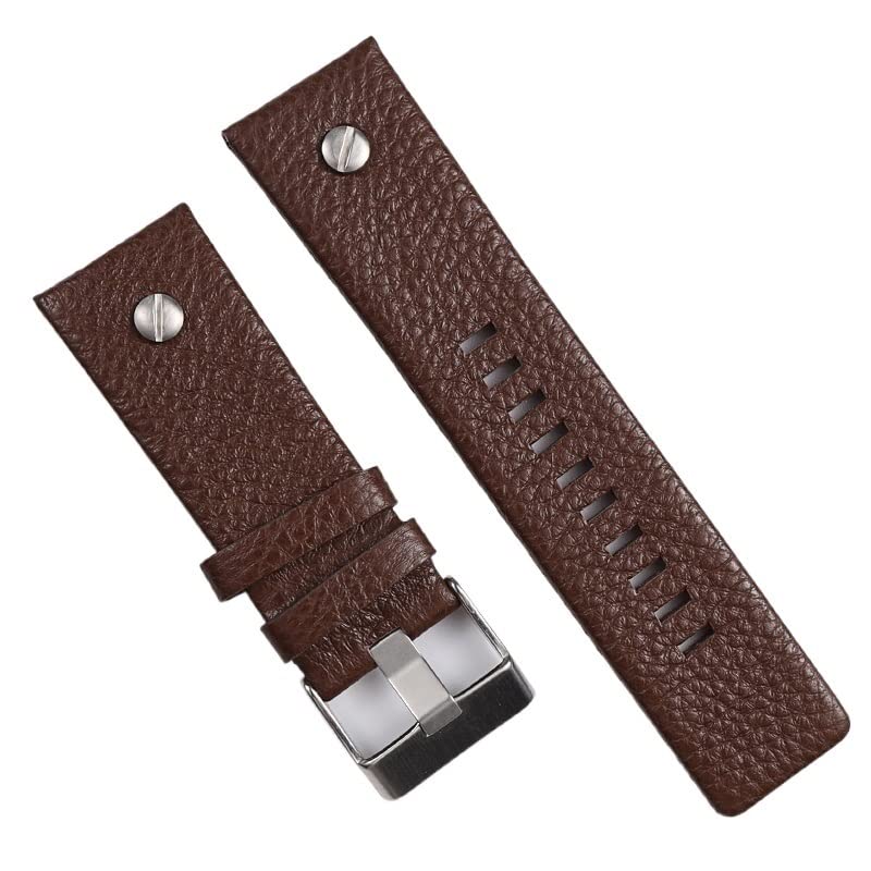 Nuevo Correa de reloj de piel auténtica con textura de lichi y remache de 22, 24, 26 y 28mm para reloj diésel, correa de muñeca, pulsera con hebilla