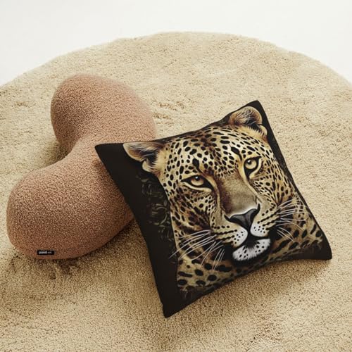 Housse de coussin léopard velours côtelé doux lavable anti-pli - 7