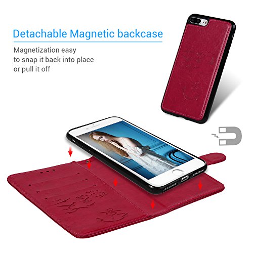 Iphone 8 Plus Case, Iphone 7 Plus Wallet Case, Pu Leather Emboss Anchor With 2 In 1 Detachable Cover Magnetic Blocking Flip Purse Folio Card Slot Kickstand Wrist Strap Shock Absorption Case #TOP5
