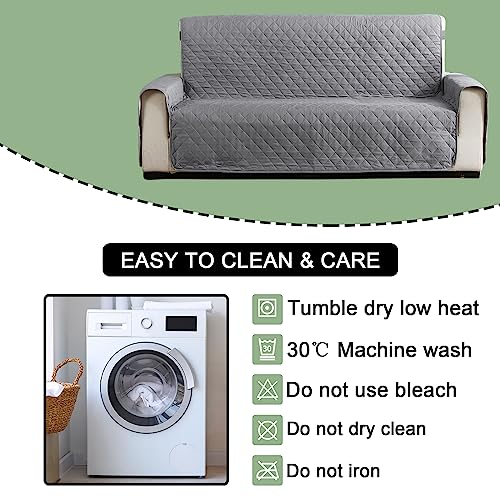 Bedecor Waterproof Loveseat Sofa Cover For 2 Cushion 46" Seat Width Couch Slipcover Reversible Quilted Furniture Protector Washable With Durable Elastic Straps For Dogs Pets Gray/Light Gray #TOP6