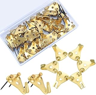 Bateya 32PCS Picture Hanging Hooks Picture Hooks for Hard Walls, Heavy Duty Mirror Hanging Hooks Kit Frame Hangers with Nails Support
