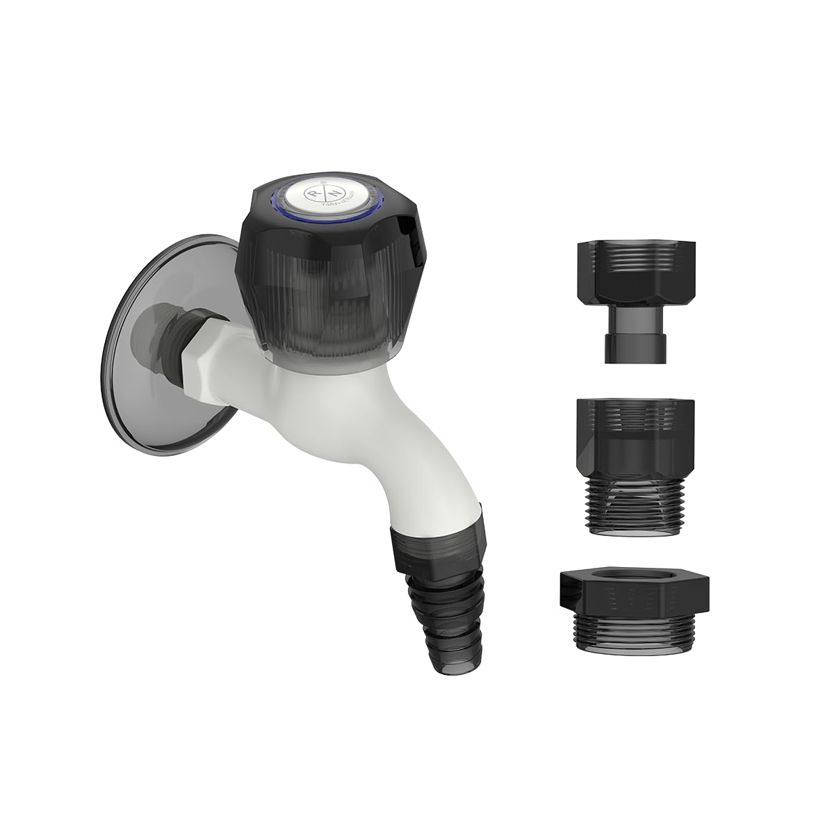 RN PTMT Washing Machine Faucet with 3 Multi-Connector Adapters |M-Series| Pack of 1 (1, White & Charcoal)-image-37