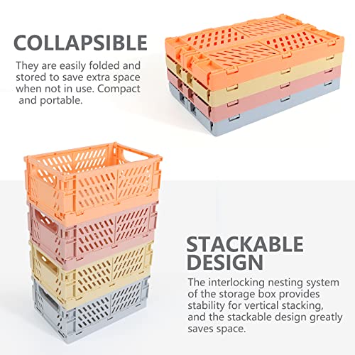 Glcsc 4-Pack Storage Baskets Plastic For Shelf Home Kitchen Storage Bin Organizer, Stacking Folding Storage Baskets For Classroom Bedroom Bathroom Office #TOP4