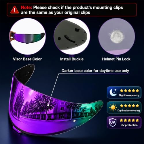 Image of PSLER RF-1400 RF 1400 visor - CWR-F2R Face Shield Helmet Visor Motorcycle Helmet Shield Accessories Replacement for RF 1400 CWR-F2R NXR2 Z8,Deep Purple