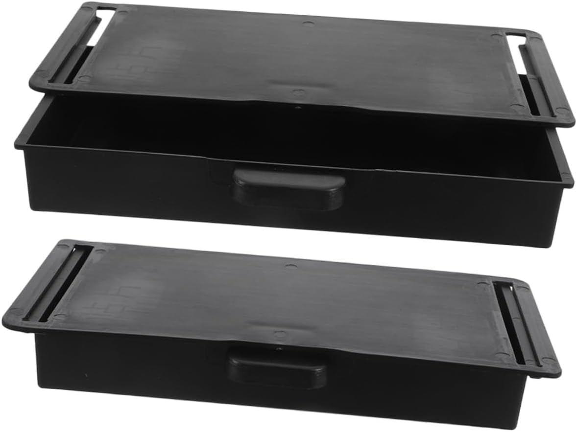 Uonlytech 2Pcs Under Desk Slide Out Drawer Organizer Self Adhesive Kitchen Workspace Storage Easy Installation Desk Accessories for Home Office Use