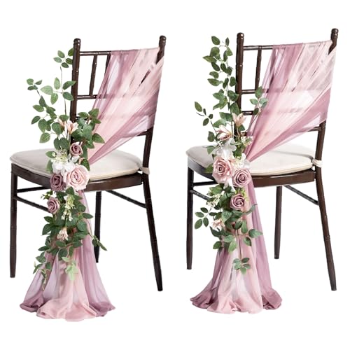 Ling's Moment Aisle Decor Set with Dusty Rose Pink Sashes