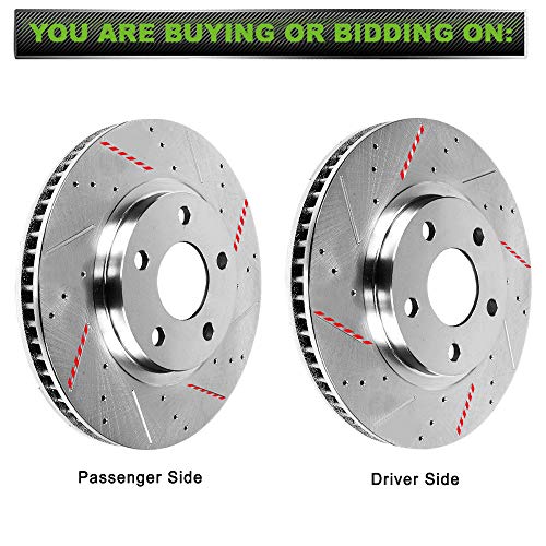 Scitoo 2Pcs Front Drilled Slotted Brake Rotors Brakes Kit Fit For 2007-2009 For Chrysler Aspen,2004-2009 For Dodge For Durango,2002-2010 For Dodge For Ram 1500,2011-2018 For Ram 1500 #TOP3